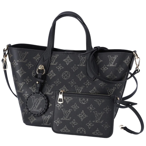 Louis Vuitton Blossom PM Monogram Mahina Noir M23393 Black Gold Small Tote - Picture 2 of 16